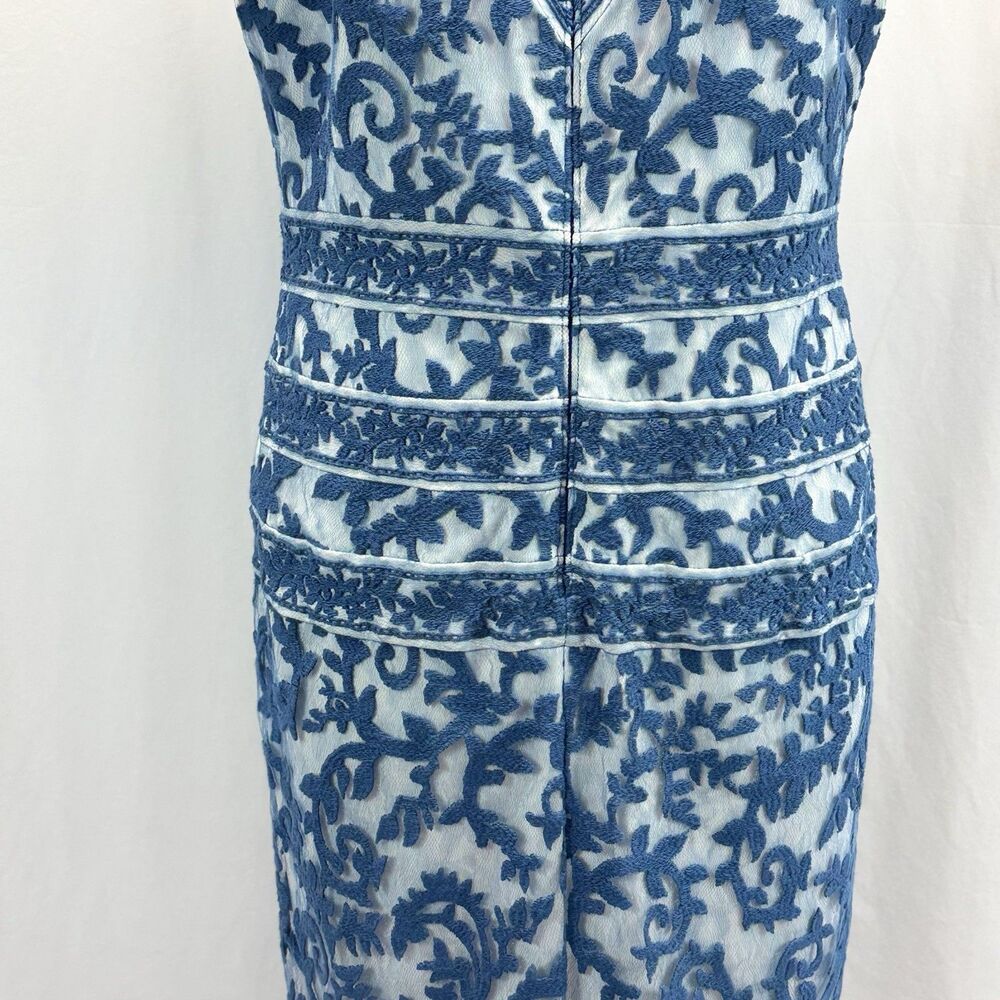 Tadashi Shoji Embroidery Lace Overlay Dress 16 Sheer Elegant Romantic Luxury - Picture 10 of 15